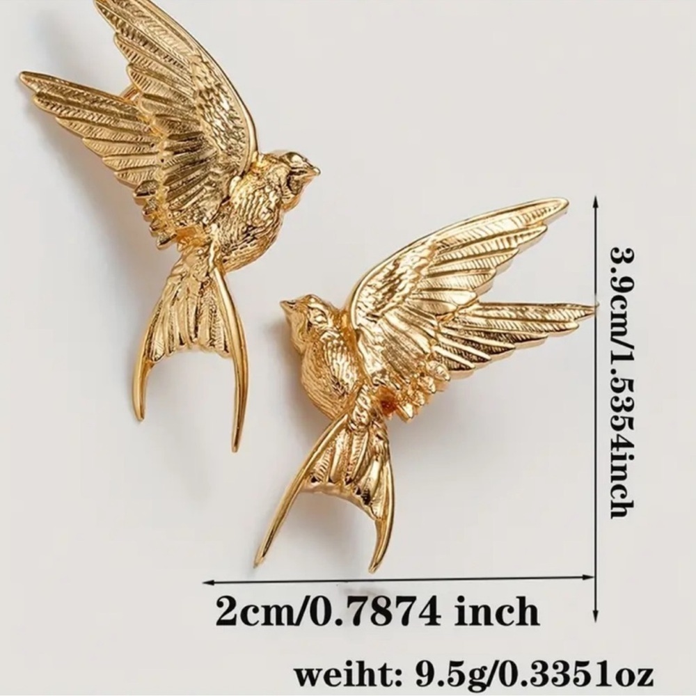 Swallow Bird Charming 18K Gold Stainless Steel Earrings - Picture 4 of 6